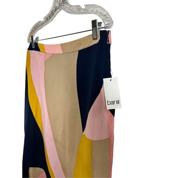 NWT Bar III Colorblock Abstract Printed Asymmetrical High Low Skirt sz 8 - Picture 5 of 6